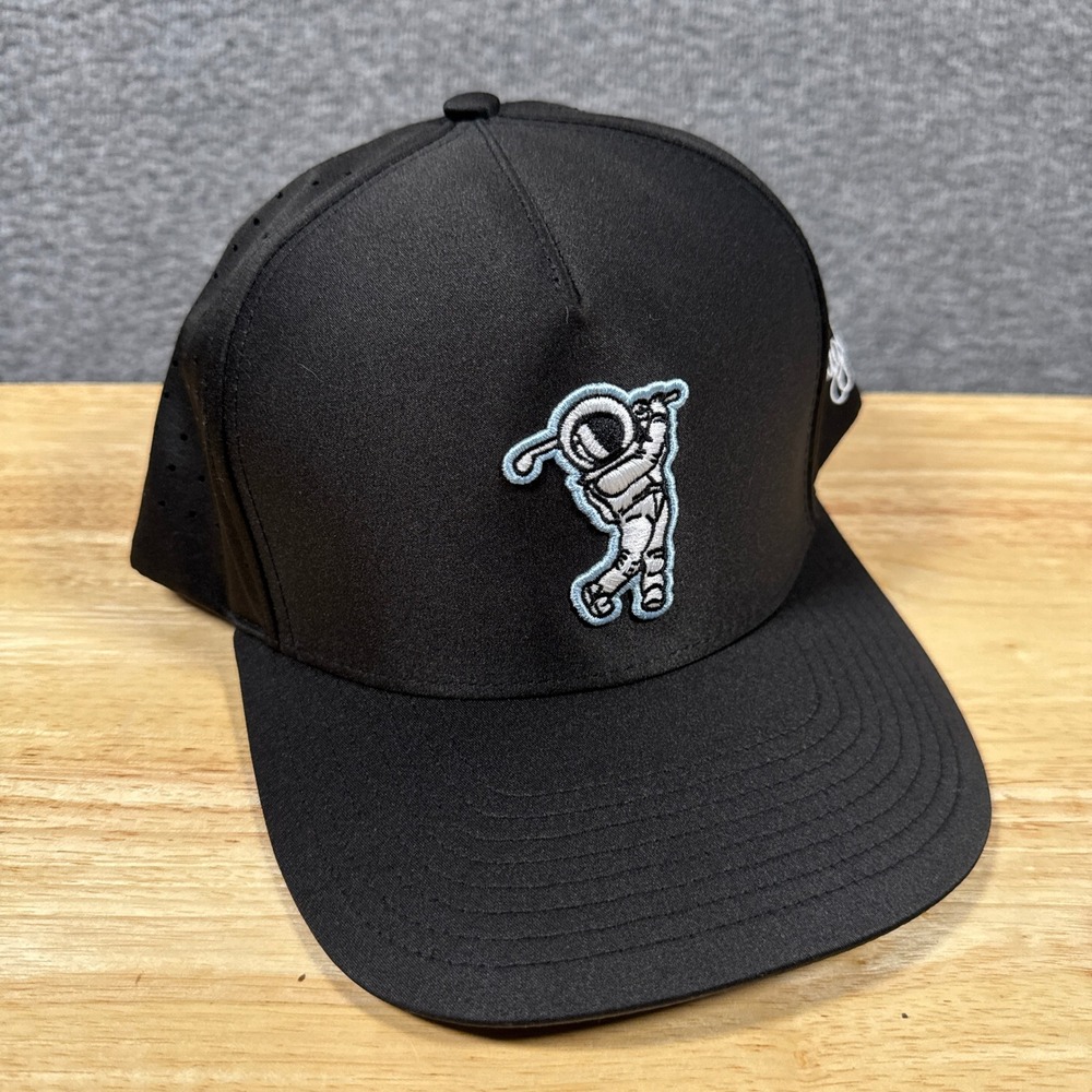 Waggle Golf Hat Mens OSFA Black Astronaut Space Performance Snapback Cap